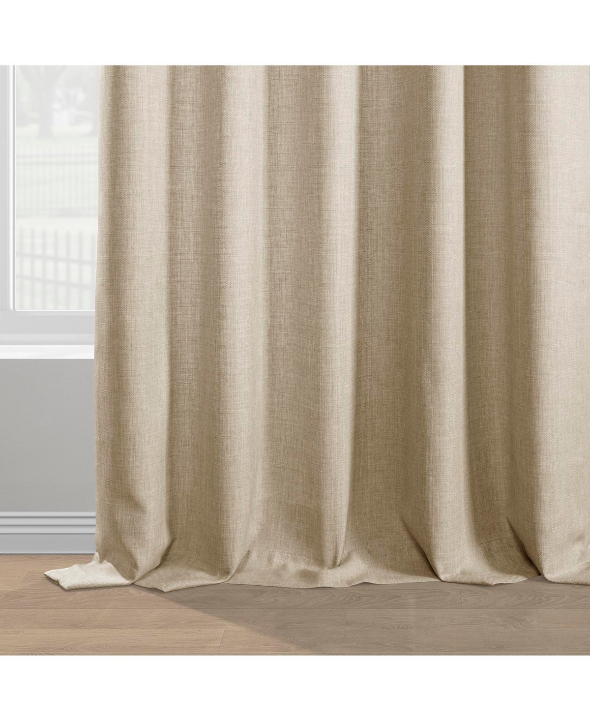 Half Price Drapes Sepia Tan Italian Faux Linen Room Darkening Curtain
