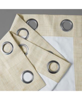 Natural Light Beige Grommet Thermal Cross Linen Weave Blackout Curtain