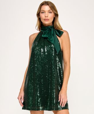 SENI & CADE - Juniors' Halter Neck Trapeze Mini Dress