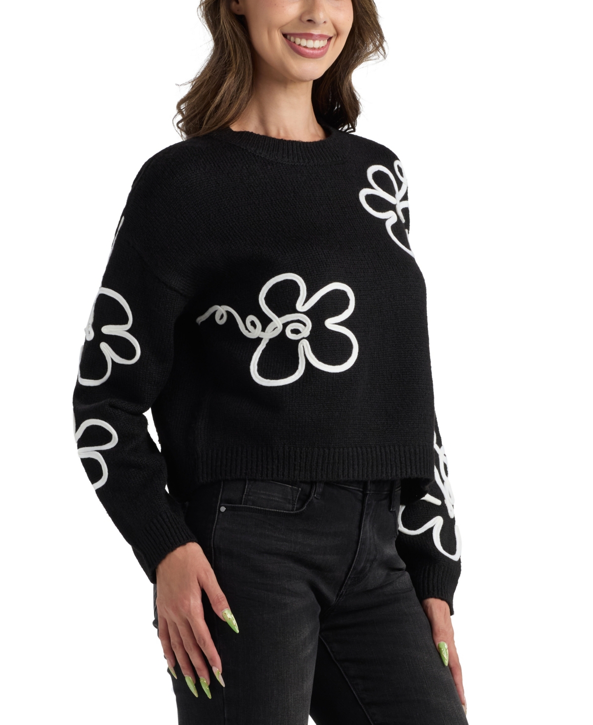 Bcx Juniors' Cropped Pull-On Long-Sleeve Sweater