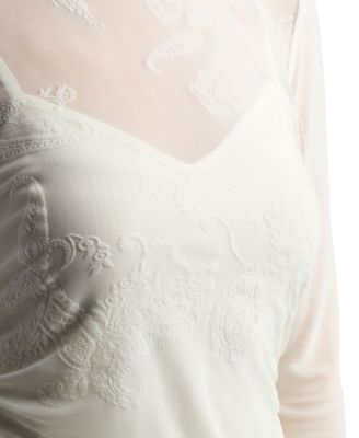 Juniors' Flocked Long-Sleeve Top