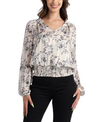 BCX - Women's Sheer Long-Sleeve Top