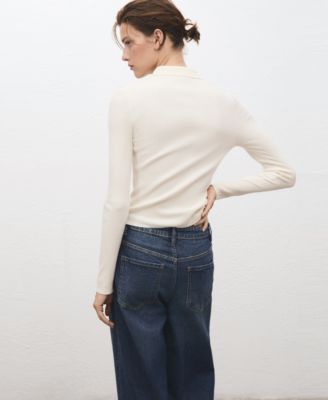 Women's Polo-Neck Ribbed Sweater