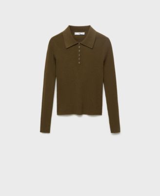 Women's Polo-Neck Ribbed Sweater