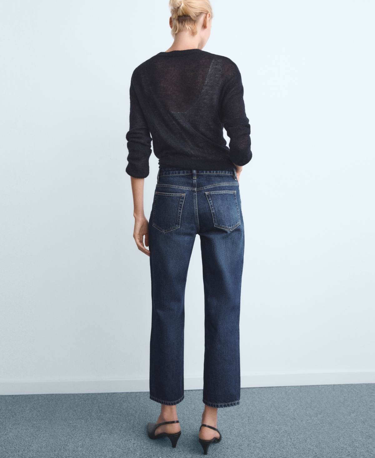 Mango Mid Rise Straight Leg Jeans In Blue