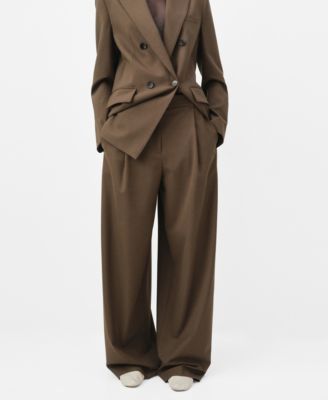 MANGO - Women's Pleated Straight-Leg Suit Pants