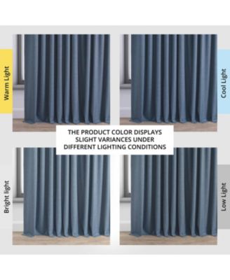 Dark Blue Extra Wide Performance Linen Hotel Blackout Curtain