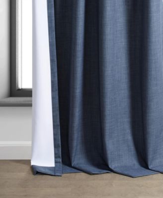 Dark Blue Performance Linen Hotel Blackout Curtain