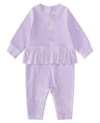 adidas - Baby Girls Long-Sleeve Ruffle Waist Coverall