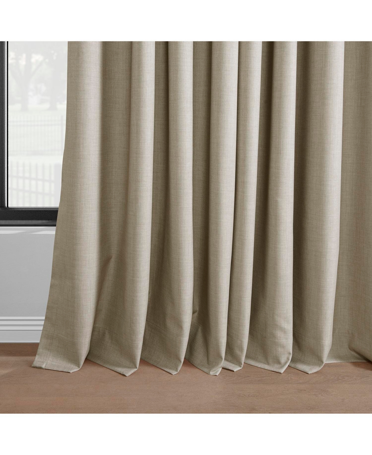 Half Price Drapes Light Beige Grommet Performance Linen Hotel Blackout Curtain