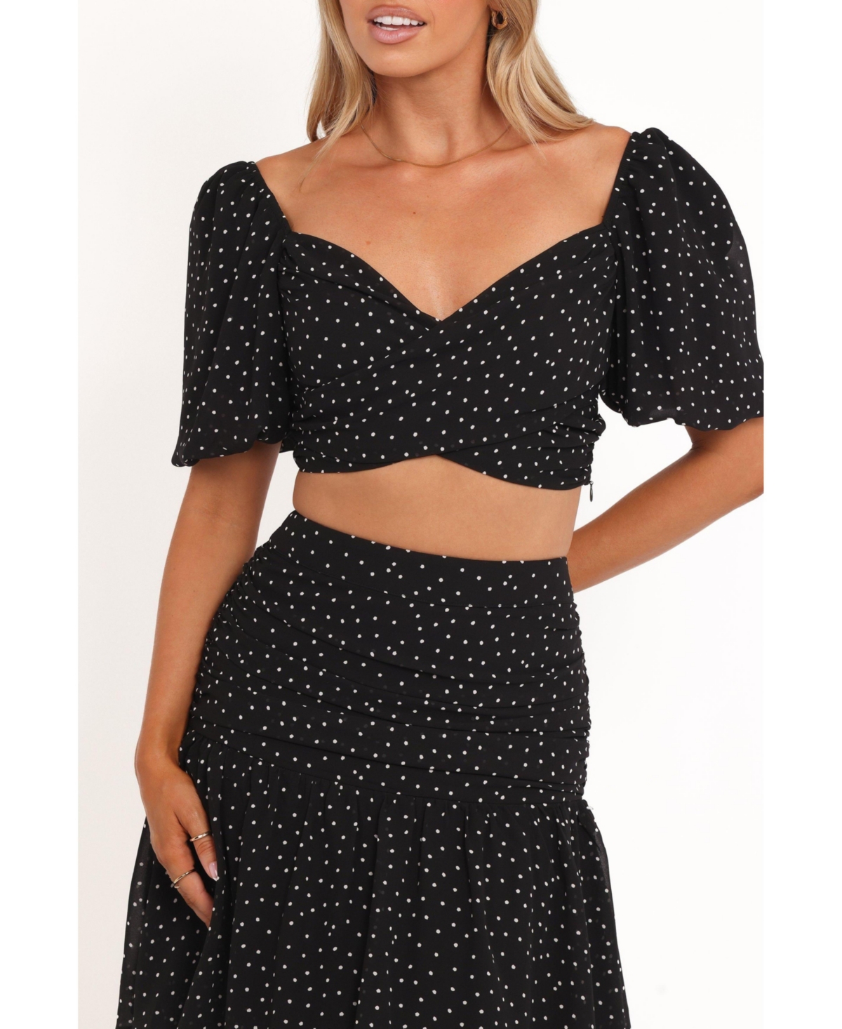 Petal and Pup Women's Selina Skirt Set - Black Polka Dot