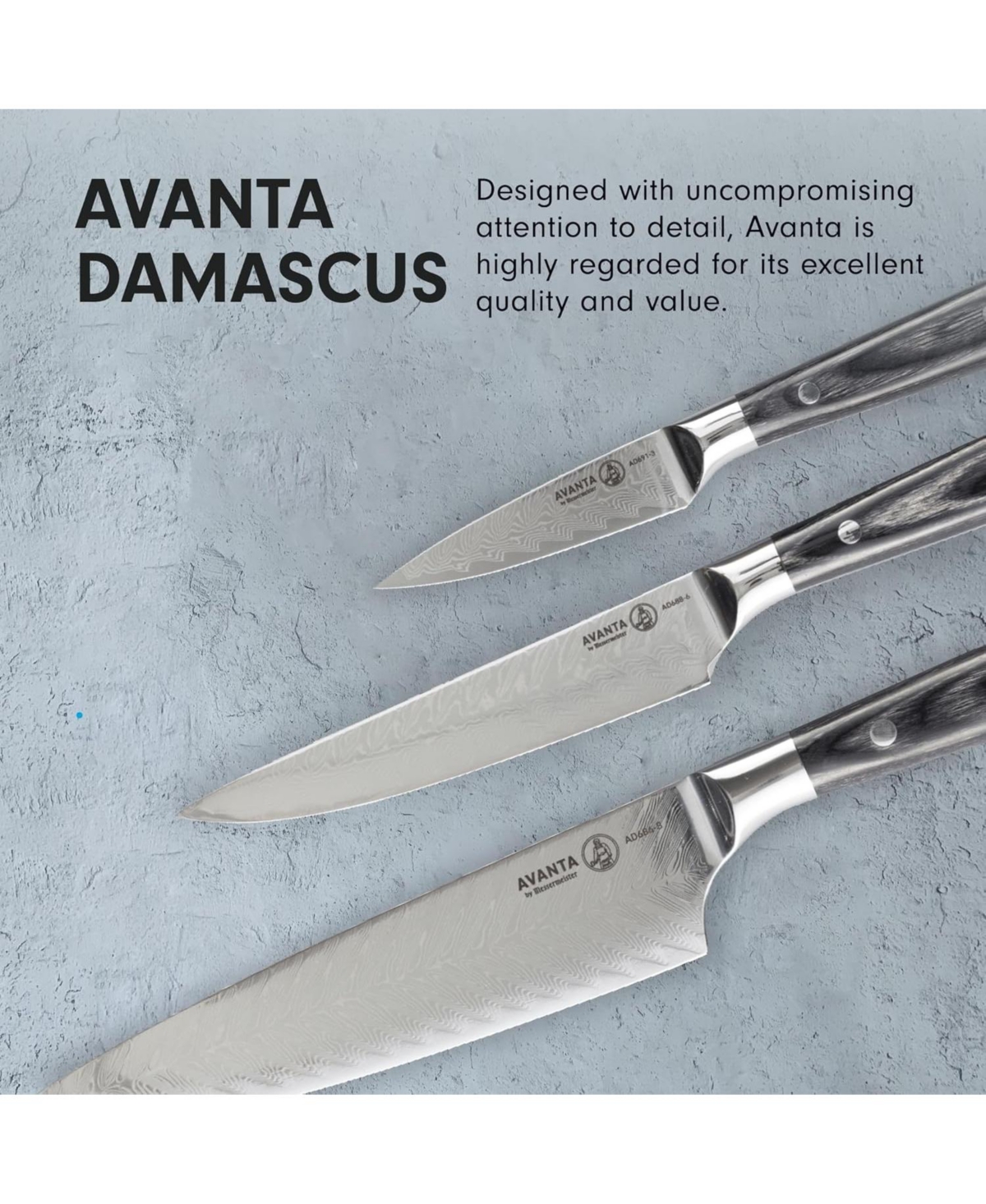 Messermeister Avanta Damascus 3 Pc Starter Set