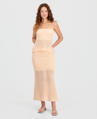 Juniors' Strapless Crochet Tube Top