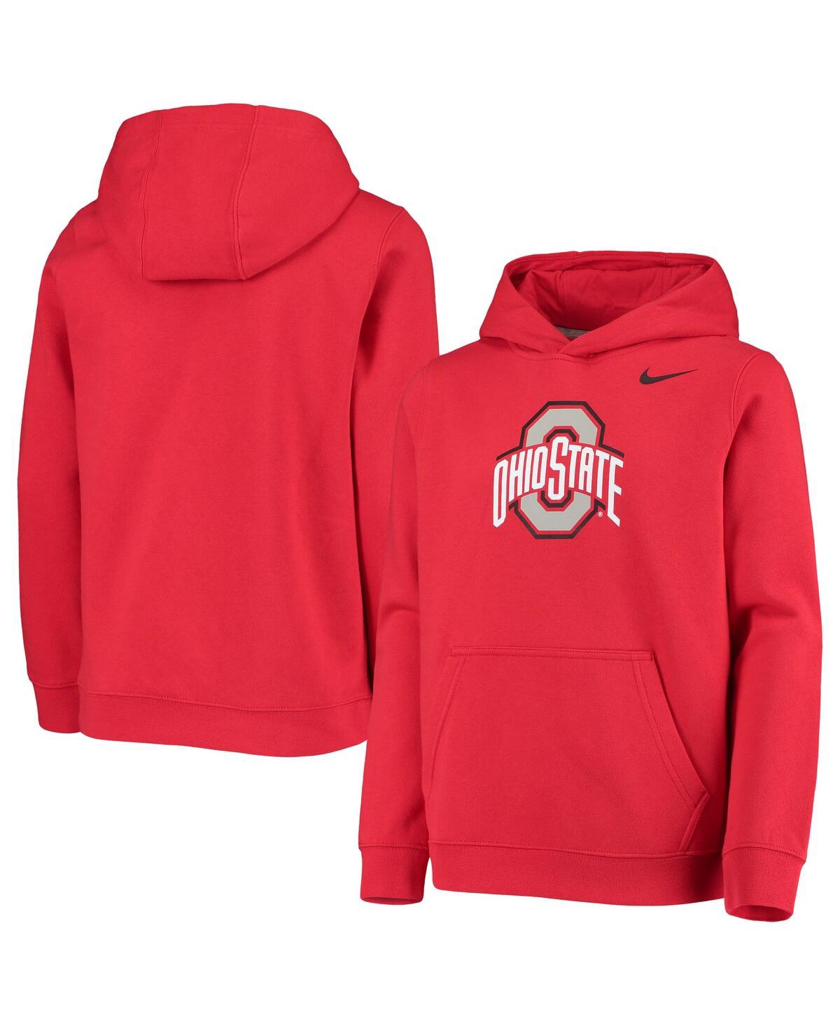 Nike Big Boys and Girls Scarlet Ohio State Buckeyes Stadium Club Fleece Pullover Hoodie