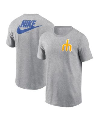 Nike - Men's Heather Gray Seattle Mariners Cooperstown Collection Large Logo 2-Hit T-Shirt