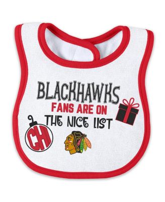 Newborn 2-Piece Chicago Blackhawks Allover Print Full-Zip Sleeper and Bib Christmas Set