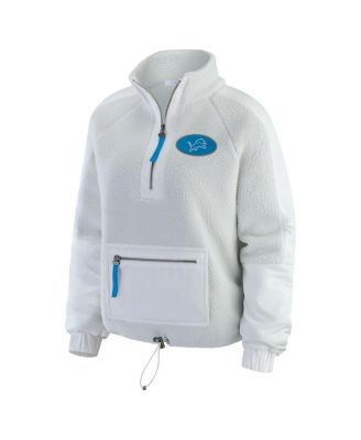 Women's White Detroit Lions Polar Fleece Half-Zip Jacket
