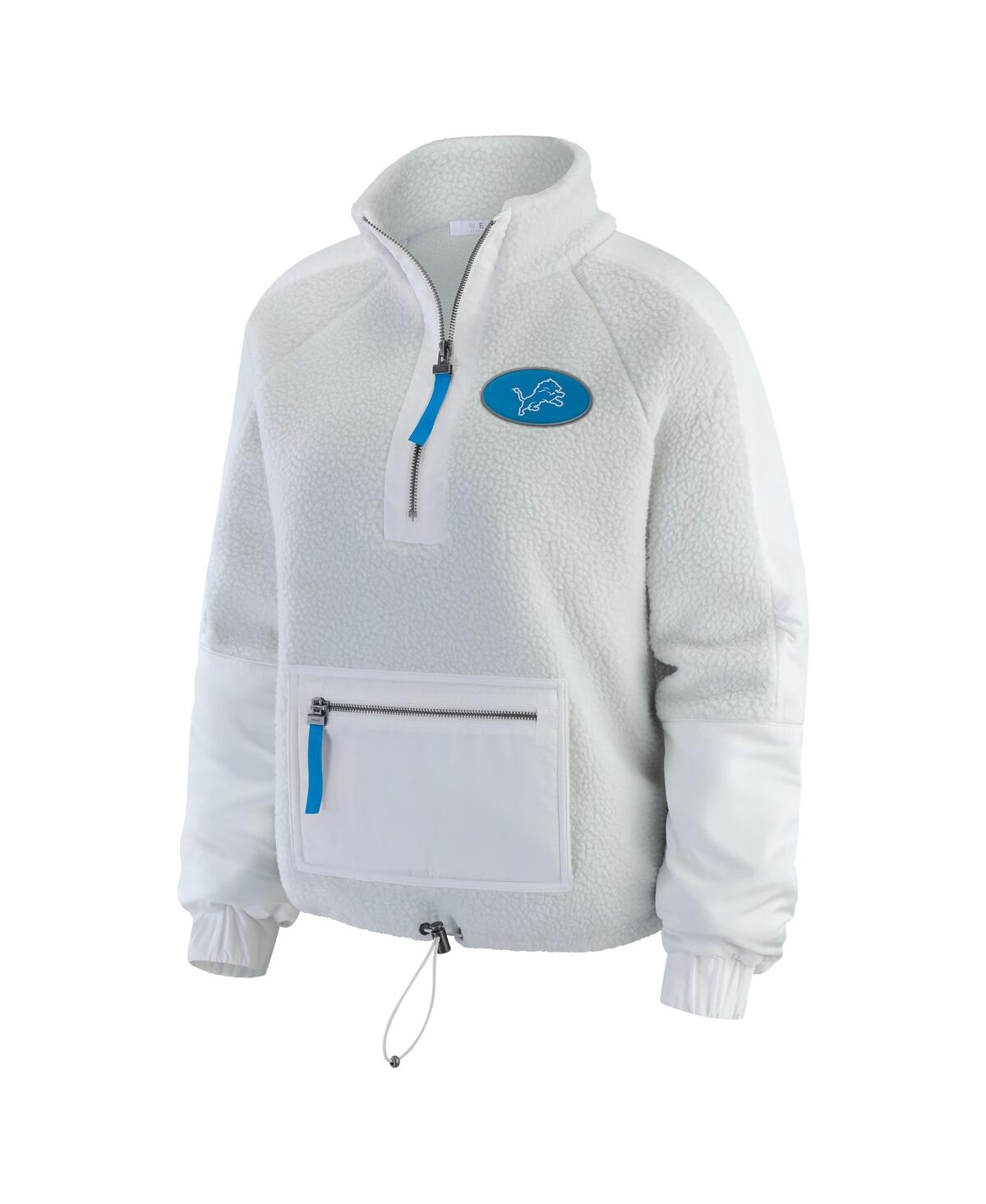 Wear by Erin Andrews Women's White Detroit Lions Polar Fleece Half-Zip Jacket