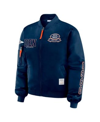 Women's Navy Denver Broncos Patch Full-Zip Bomber Jacket