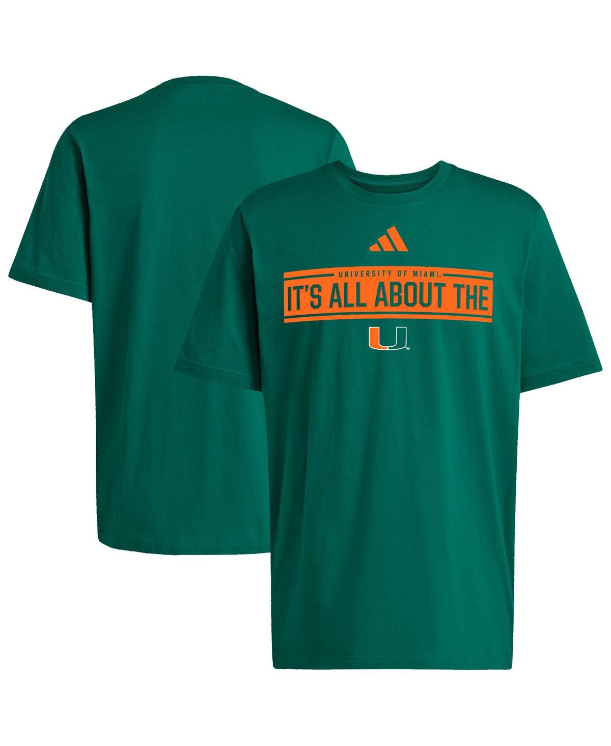 Adidas Men's Green Miami Hurricanes Locker Slogan Pre-Game T-Shirt