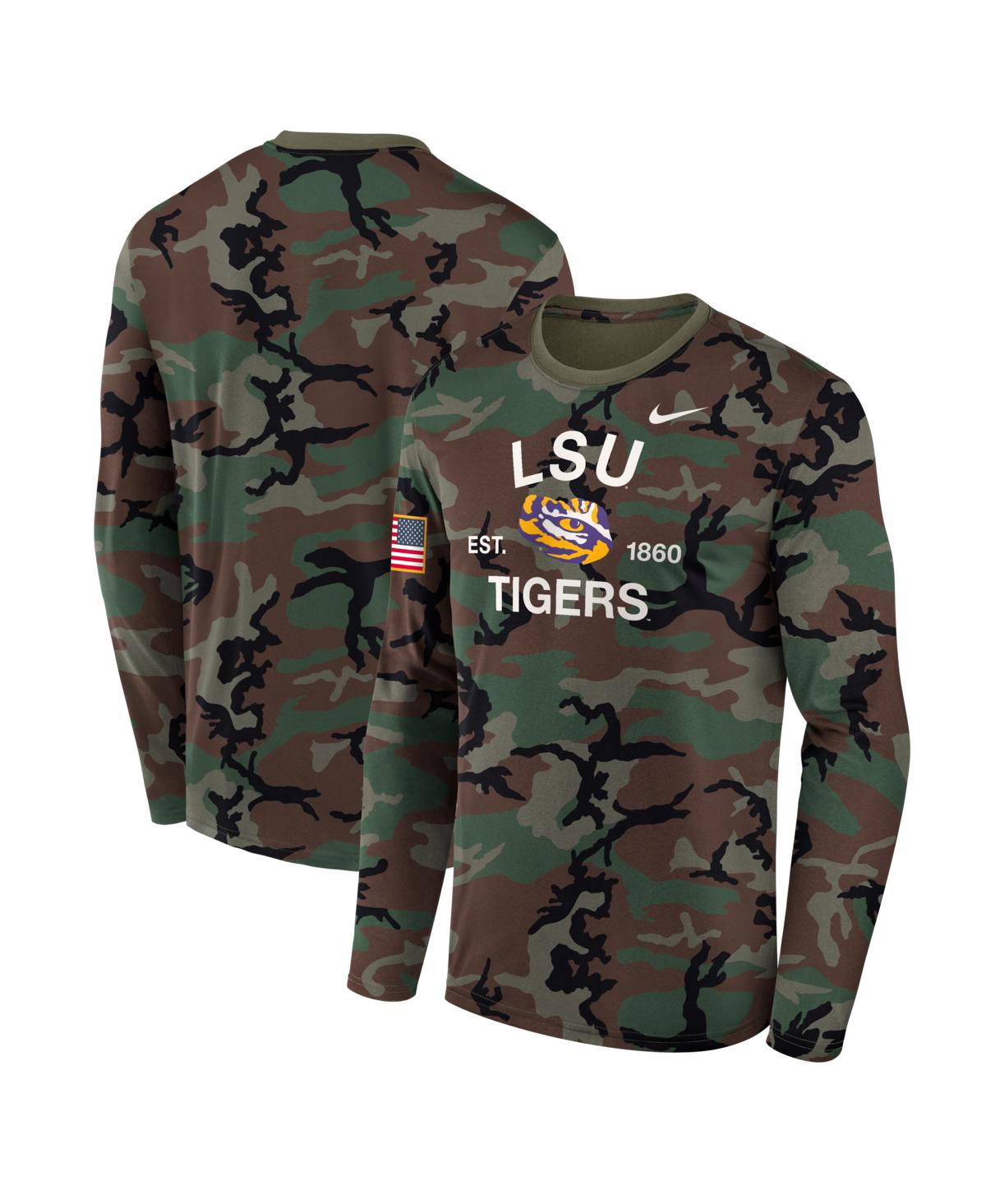 Nike Men's Camo Lsu Tigers 2025 Military Appreciation Legend Dri-fit Long Sleeve T-Shirt