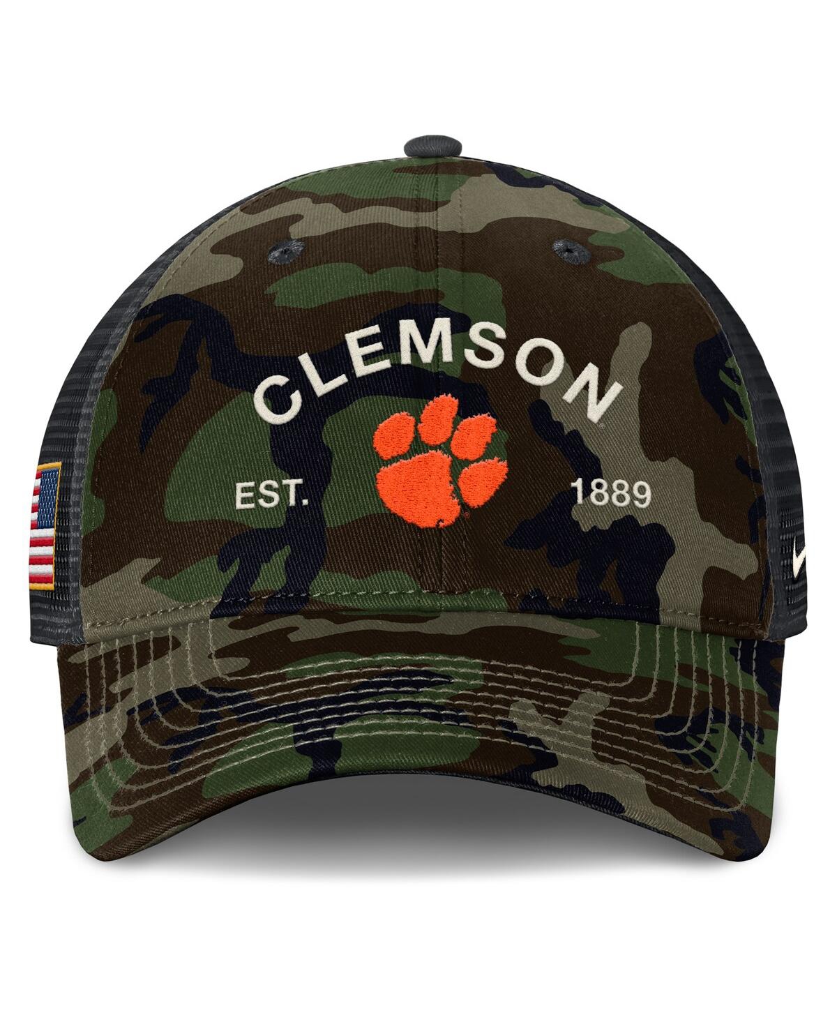 Nike Men's Camo Clemson Tigers 2025 Military Appreciation Rise Adjustable Trucker Hat