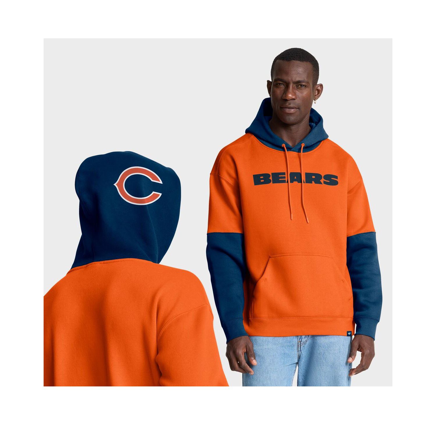 Men's Orange Chicago Bears Helmet Pullover Hoodie