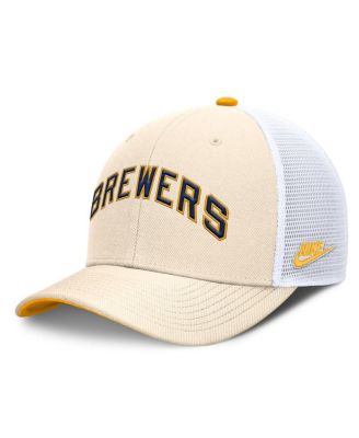 Nike - Men's Natural Milwaukee Brewers Cooperstown Collection Dri-FIT Rise Trucker Adjustable Hat