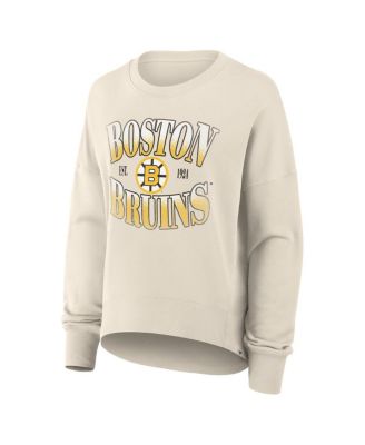 Women's Cream Boston Bruins Oversized Vintage Slice Pullover Sweatshirt