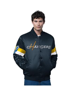 Starter - Men's Navy Los Angeles Chargers Triple Option Full-Snap Varsity Jacket