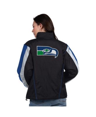 Women's Black/College Navy Seattle Seahawks Thursday Night Gridiron Half-Zip Jacket