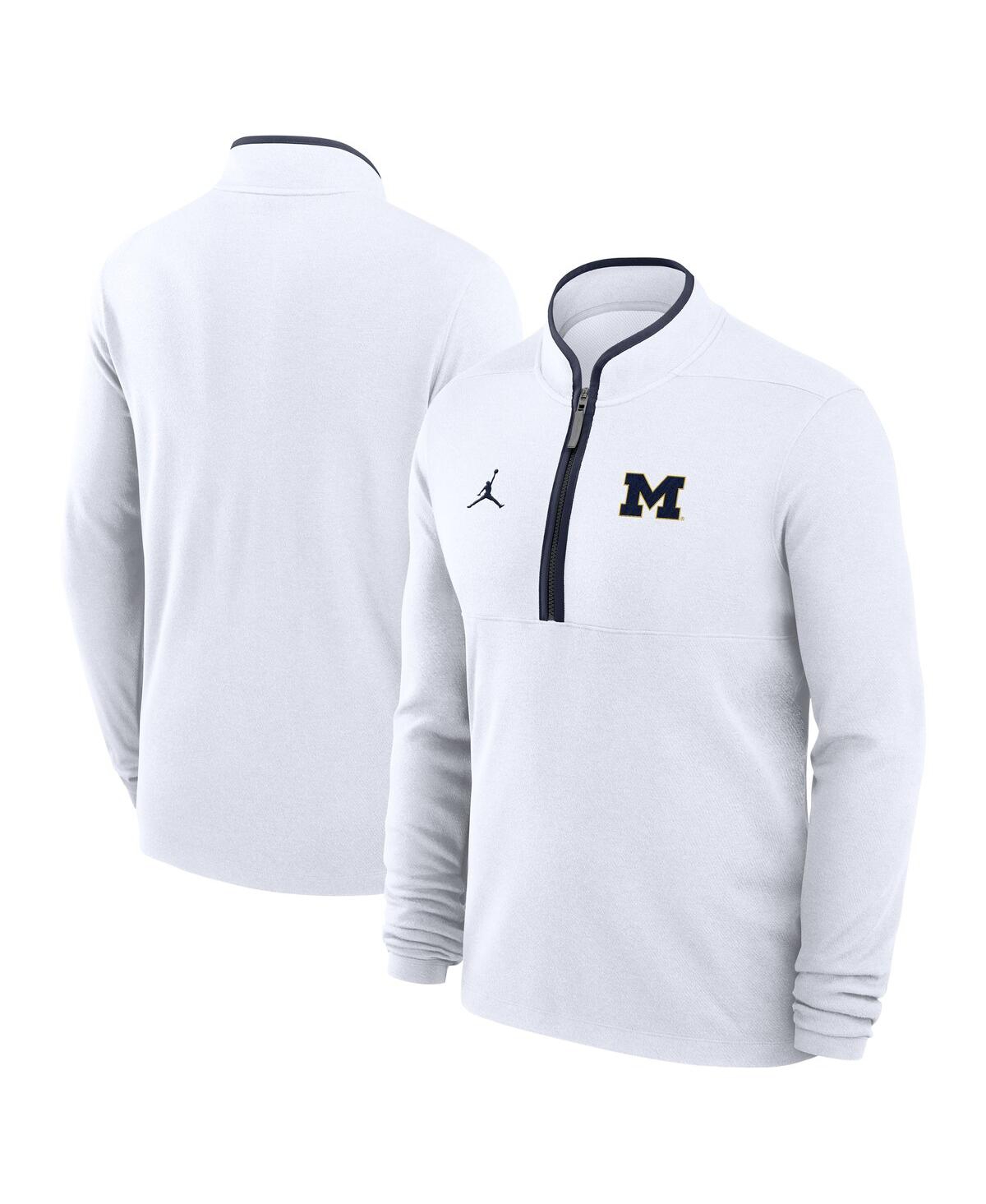 Jordan Men's White Michigan Wolverines Courtside Victory Dri-fit Half-Zip Pullover Sweatshirt