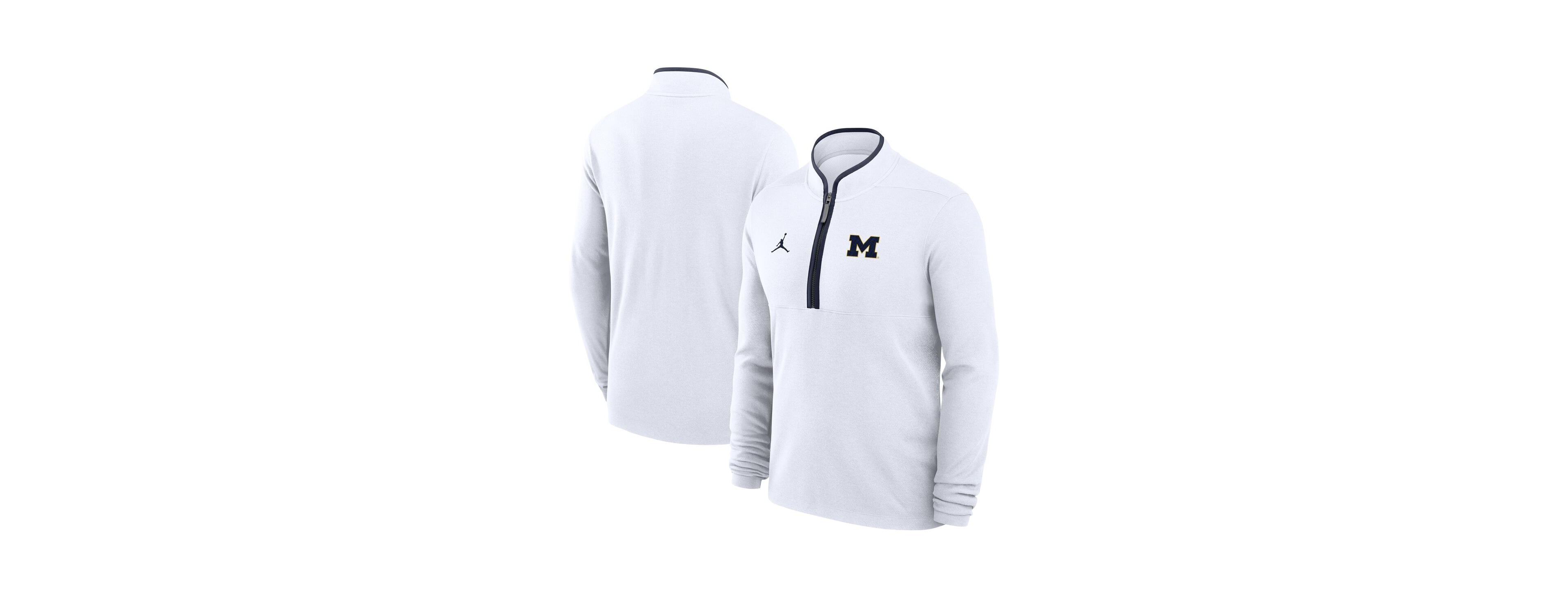 Jordan Men's White Michigan Wolverines Courtside Victory Dri-fit Half-Zip Pullover Sweatshirt