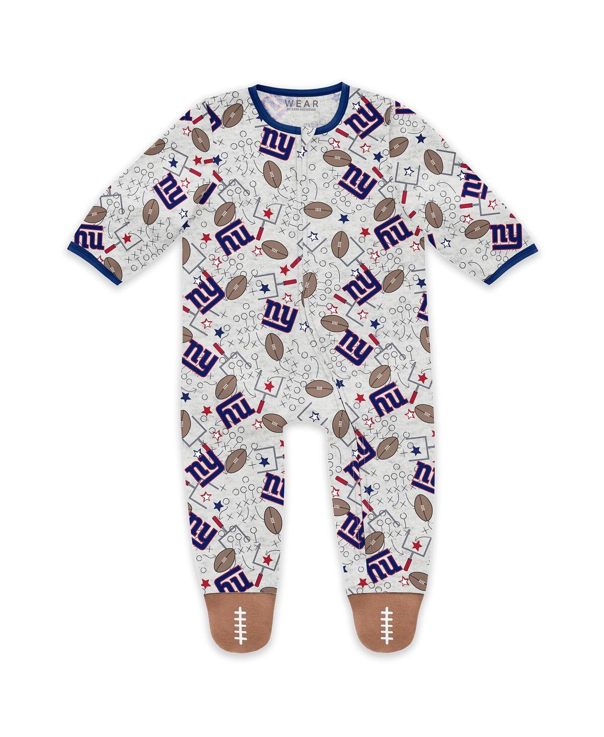 Wear by Erin Andrews Baby Boys and Girls Newborn 2-Piece New York Giants Sleep Play Full-Zip Sleeper Bib Set