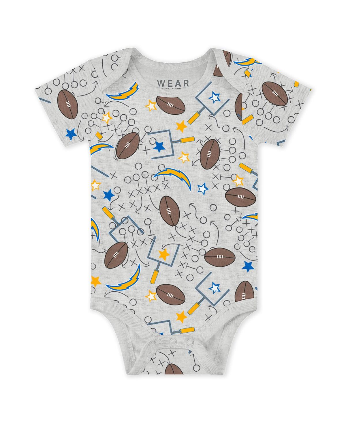 Wear by Erin Andrews Baby Boys and Girls Newborn 3-Piece Los Angeles Chargers Turn Me Around Bodysuits and Pant Set