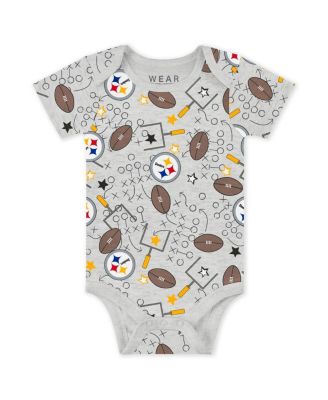 Baby Boys and Girls Newborn 3-Piece Pittsburgh Steelers Turn Me Around Bodysuits and Pant Set