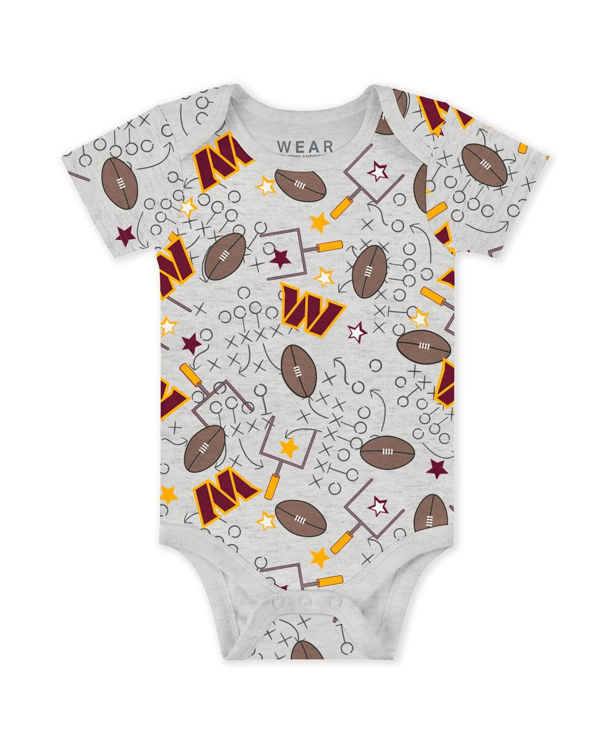 Wear by Erin Andrews Baby Boys and Girls Newborn 3-Piece Washington Commanders Turn Me Around Bodysuits Pant Set