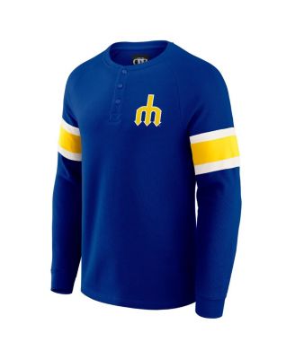Darius Rucker Collection by Men's Royal Seattle Mariners Waffle-Knit Raglan Long Sleeve Henley T-Shirt
