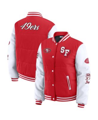 WEAR by Erin Andrews - Women's Scarlet San Francisco 49ers Varsity Full-Snap Puffer Jacket