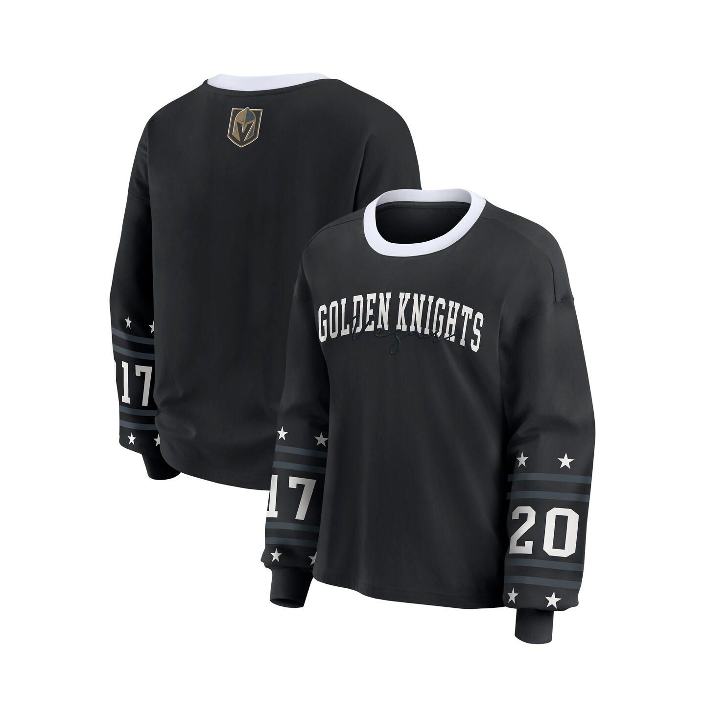 Женская футболка WEAR by Erin Andrews Black Vegas Golden Knights Long-Sleeve Sport — фото 1