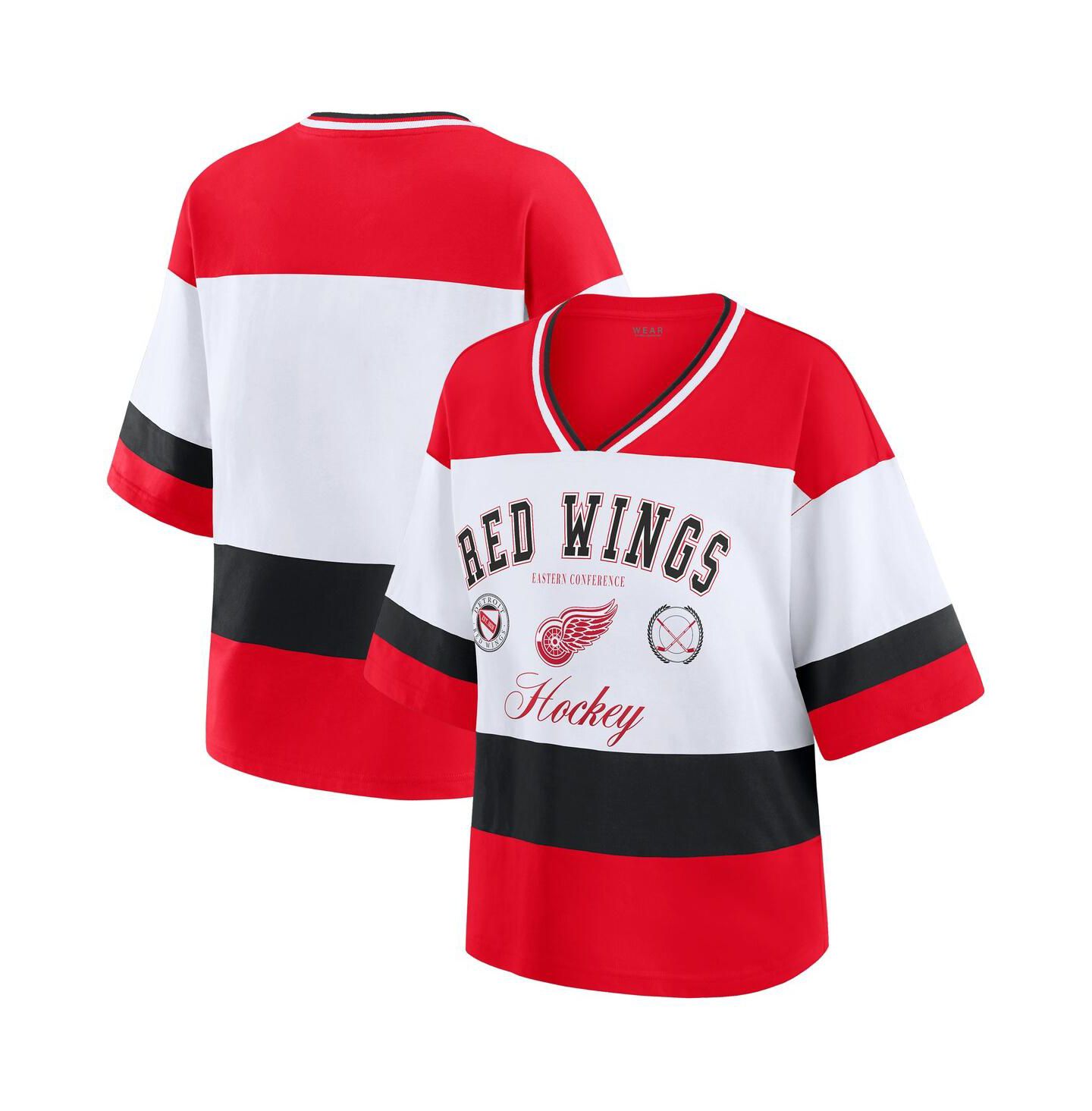 Женская футболка WEAR by Erin Andrews Red/White Detroit Red Wings Jersey Style — фото 1