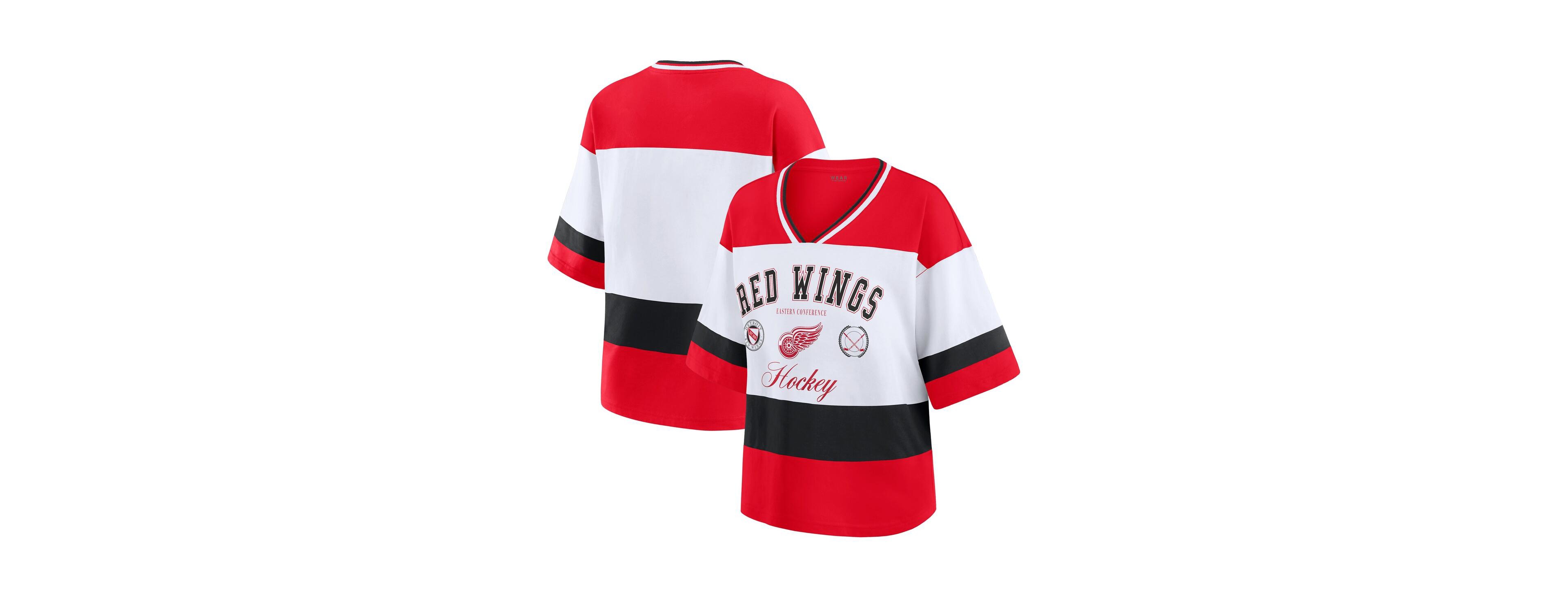 Wear by Erin Andrews Women's Red/White Detroit Red Wings Jersey Style T-Shirt