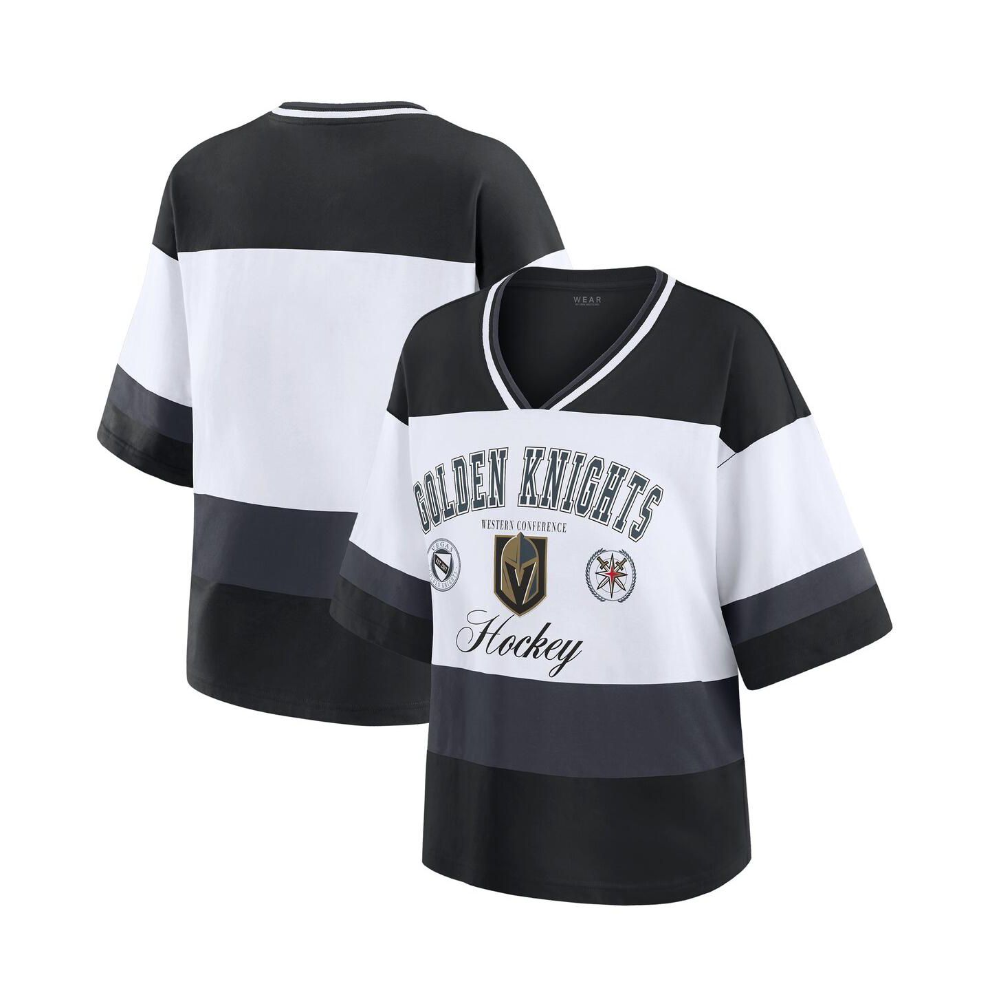 Женская футболка WEAR by Erin Andrews Black/White Vegas Golden Knights Jersey Style — фото 1