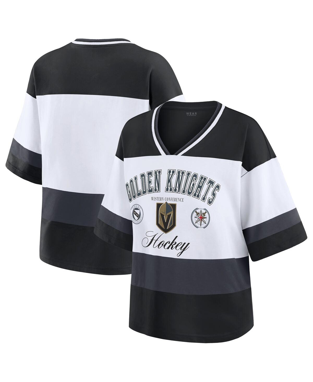 Wear by Erin Andrews Women's Black/White Vegas Golden Knights Jersey Style T-Shirt