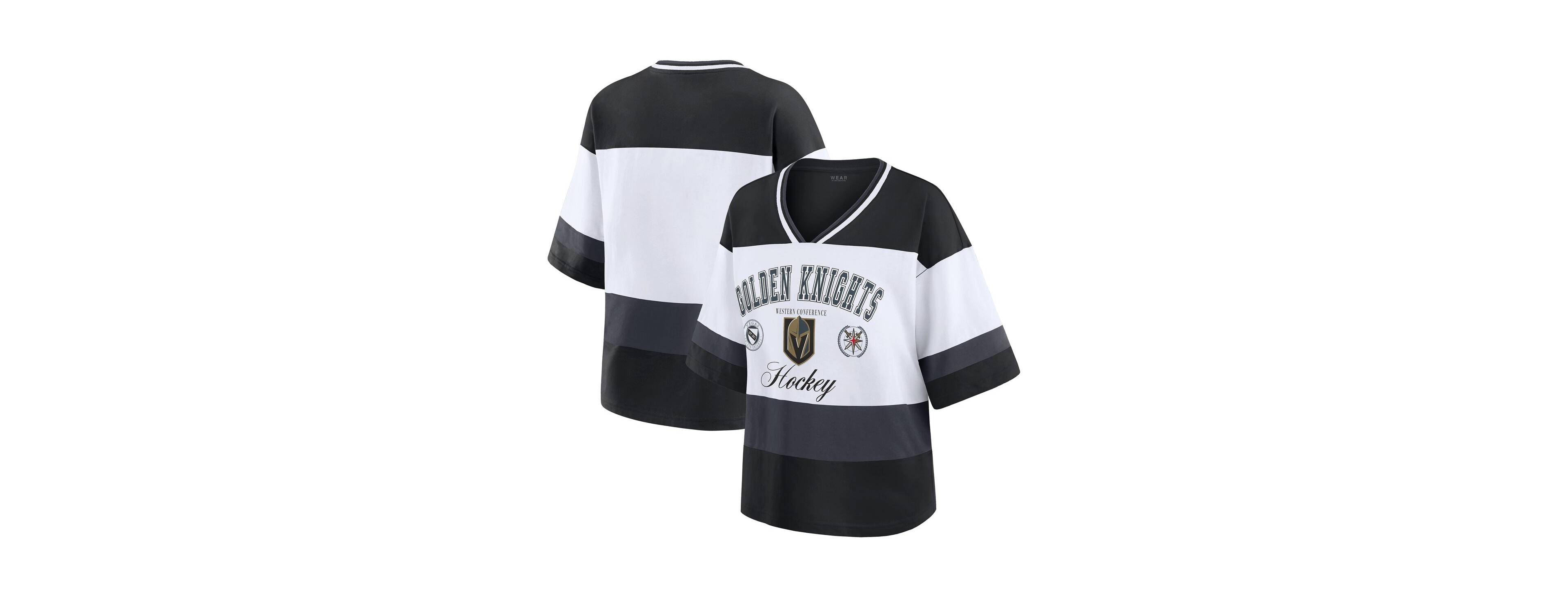 Wear by Erin Andrews Women's Black/White Vegas Golden Knights Jersey Style T-Shirt