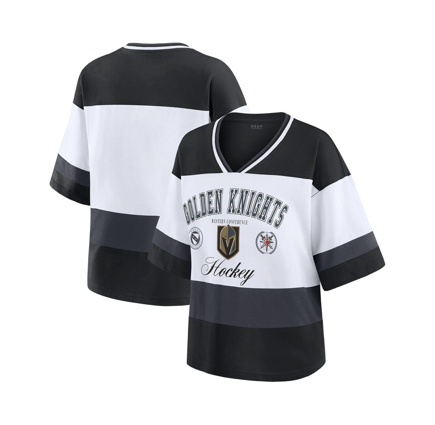 Women's Black/White Vegas Golden Knights Jersey Style T-Shirt