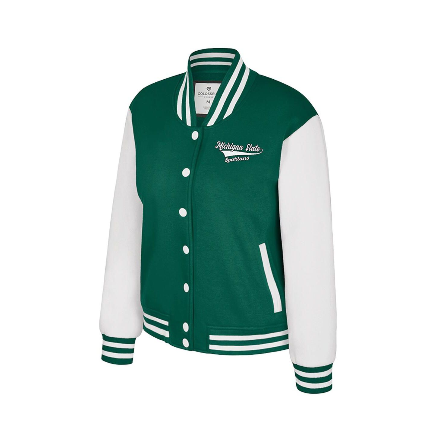 Женская куртка Colosseum Green Michigan State Spartans French Baguette Full Snap Fleece — фото 2