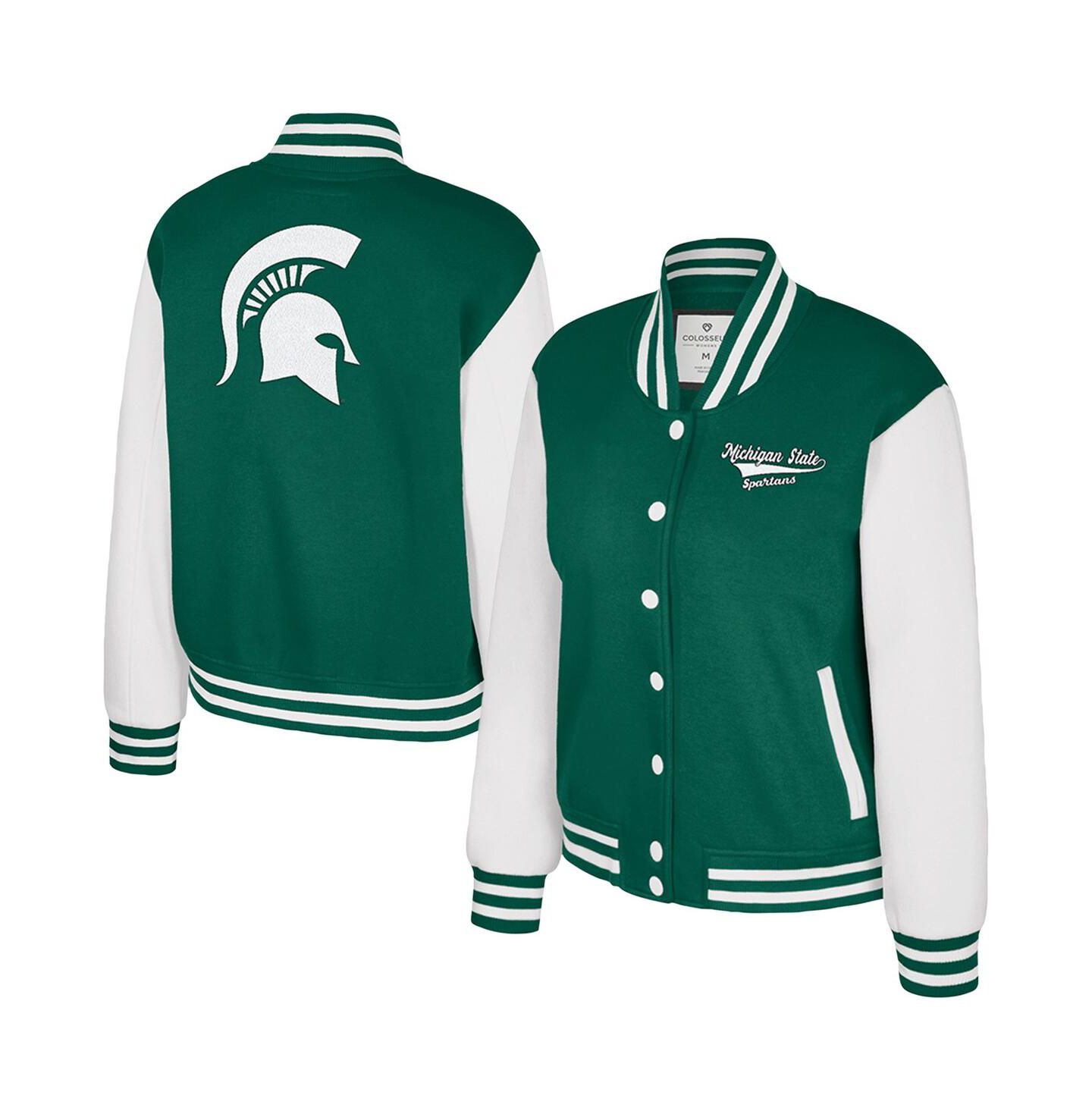 Женская куртка Colosseum Green Michigan State Spartans French Baguette Full Snap Fleece — фото 1
