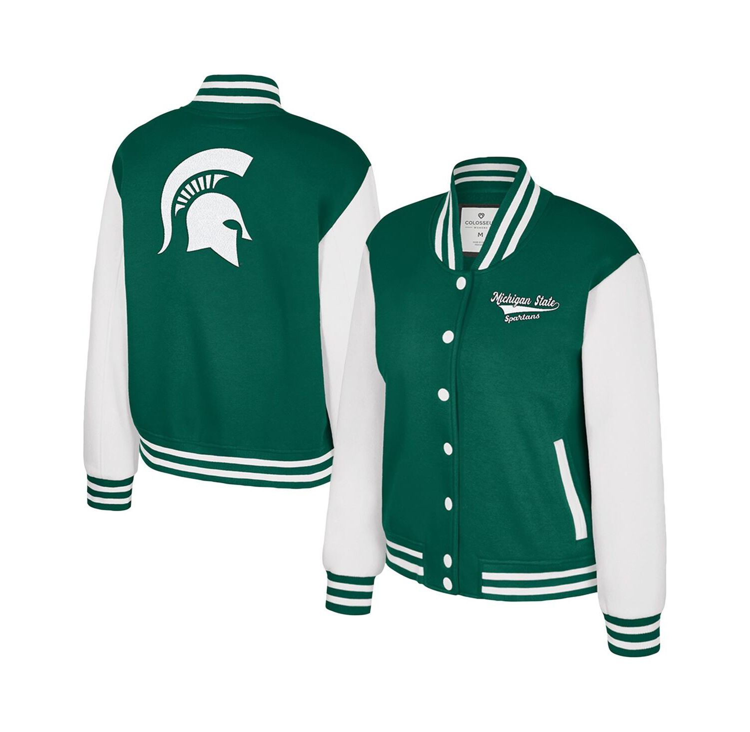 Women's Green Michigan State Spartans French Baguette Full Snap Fleece Jacket