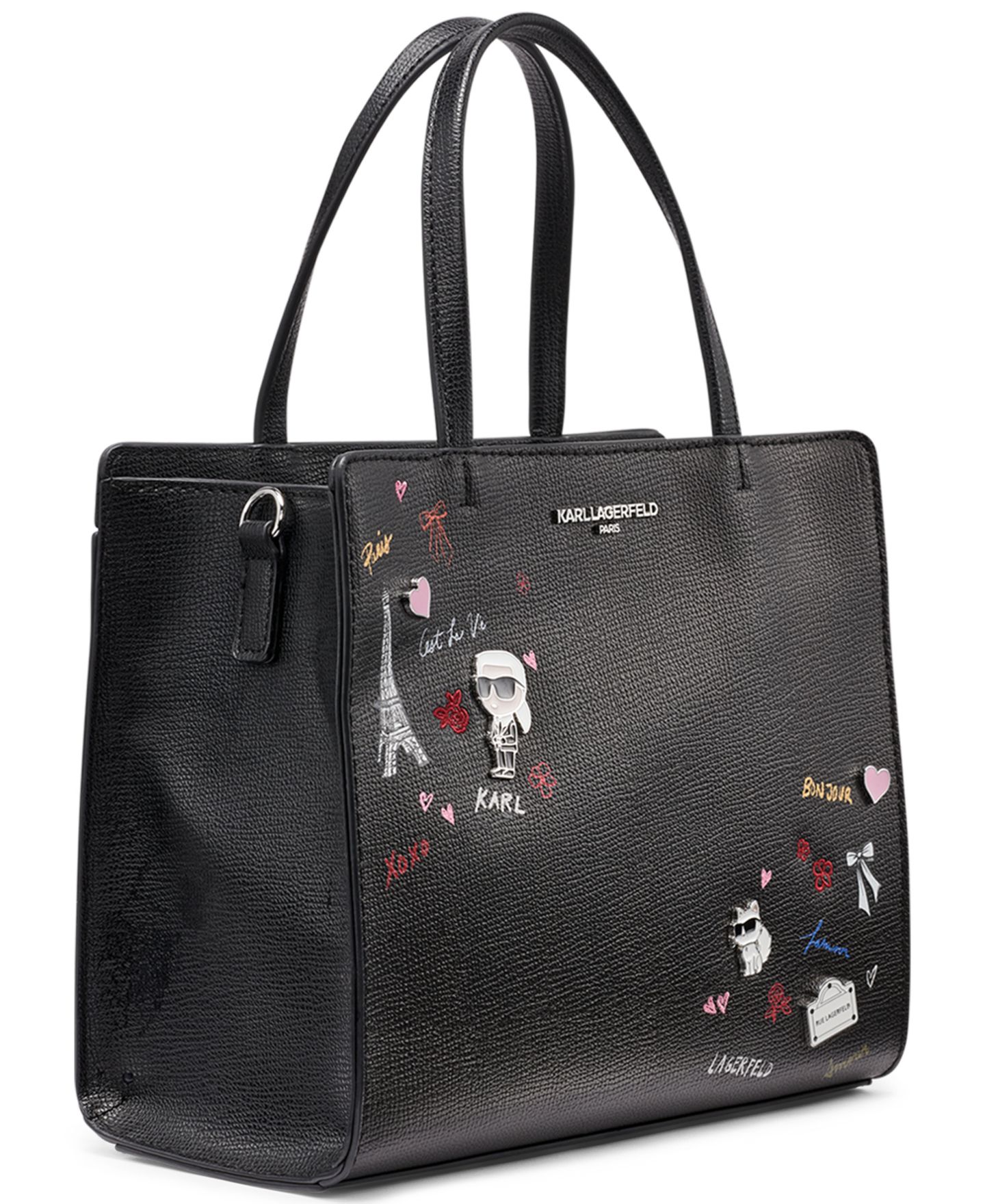 Женская сумка KARL LAGERFELD PARIS Maybelle Zip-Top Small Satchel Handbag, цвет: Чёрный / Золотой — фото 3